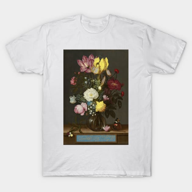 Bouquet of Flowers in a Glass Vase - Ambrosius Bosschaert Painting T-Shirt by maxberube